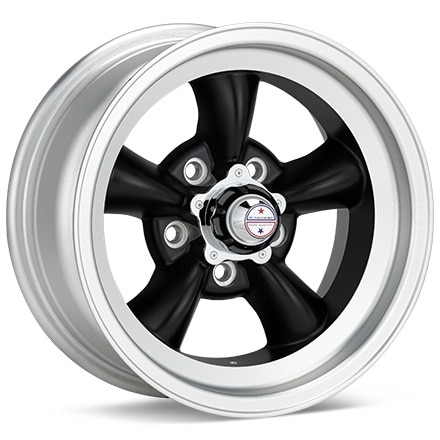 American Racing Authentic Hot Rod VN105 Torq-Thrust D Black W/Satin Machined Lip Wheels 15 In 15x10 -44 VN1055161B