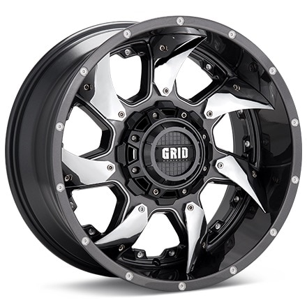 GRID GD01 Right Gloss Graphite w/Milled Accent Wheels 17 In 17x9 15 117927G157R