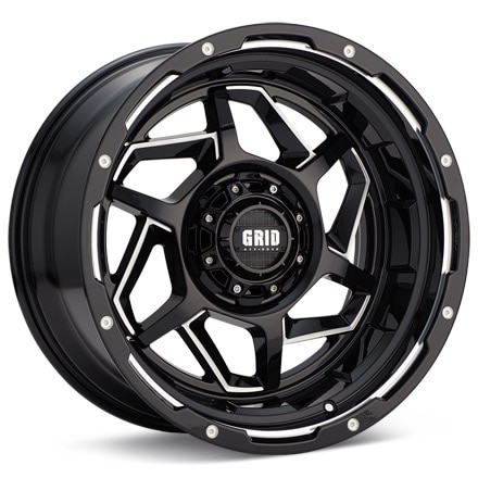 GRID GD14 Gloss Black W/Milled Accent Wheels 20 In 20x9 +15 D2987M1525