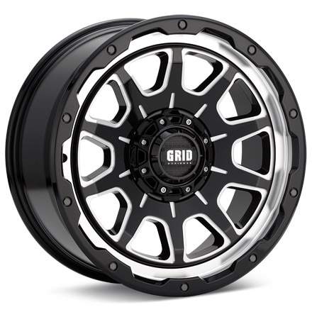 GRID GD15 Gloss Black w/Milled Accent Wheels 17 In 17x9 +15 E17962M157