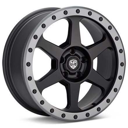 LP Aventure LP3-20 Black Painted w/Grey Ring Wheels 17 In 17x8 +20 LP3L178510020BGR