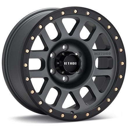 Method MR309 Grid Matte Grey w/Black Lip Wheels 17 In 17x8.5 0 MR30978550800