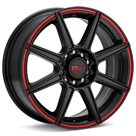 MOTEGI RACING MR142 CS8 Black w/Red Stripe Wheels 15 In 15x6.5 +40 MR14256531940