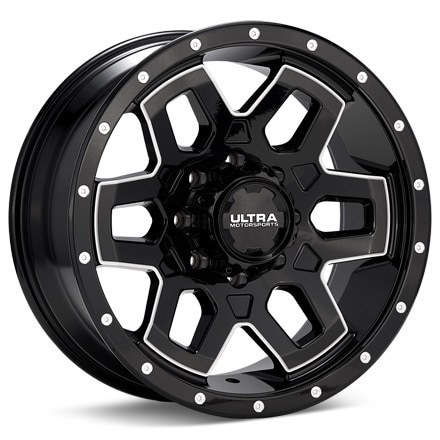 Ultra Warlock 8-Lug Black w/Milled Accent Wheels 20 In 20x10 -25 217-2187BM25
